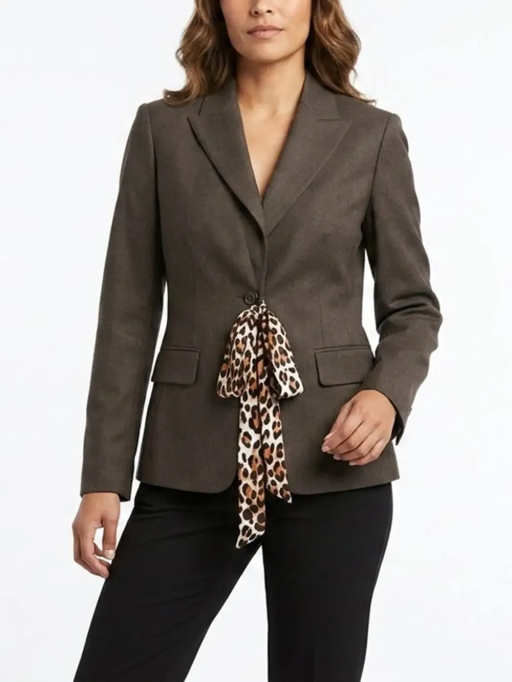 Michael Kors Wool Blend Brown Blazer Stretch Jacket Women Size 12